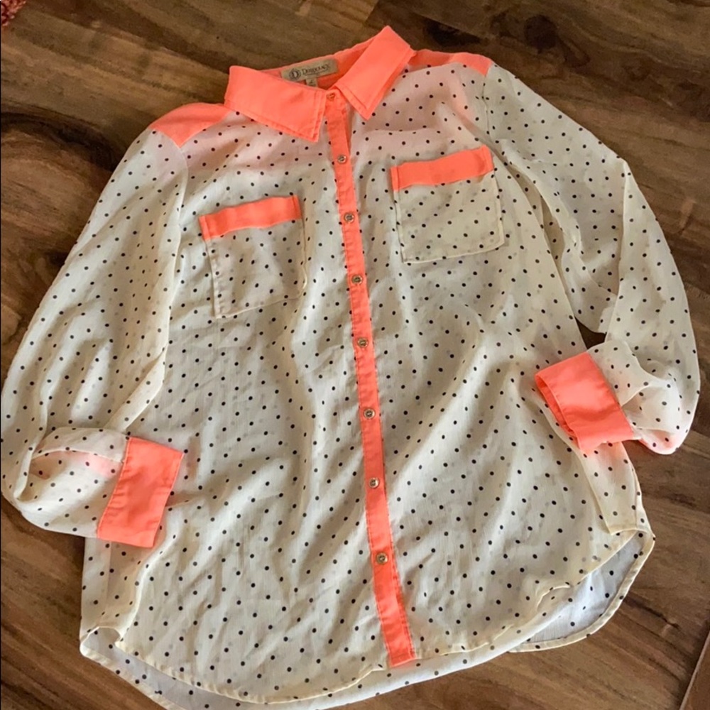Democracy long sleeve polka dot blouse size large - Picture 10 of 15